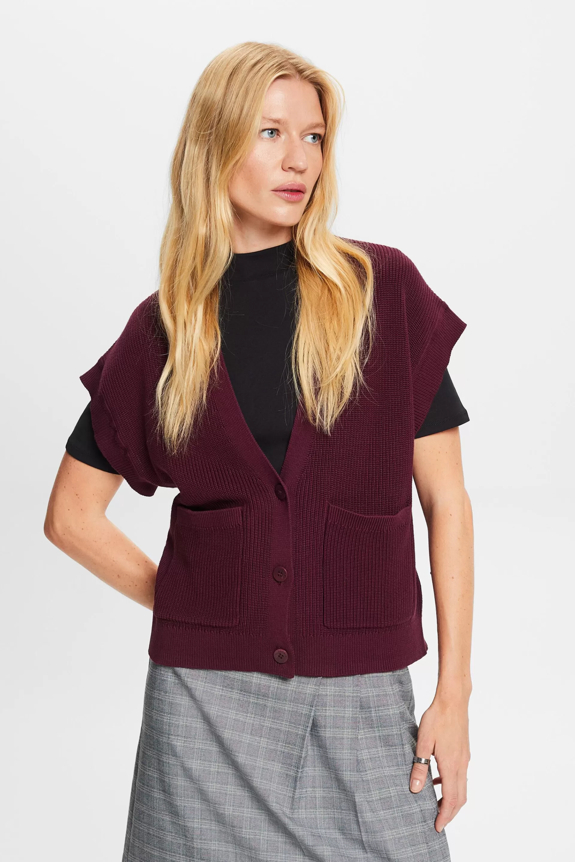 Ärmelloser Cardigan, 100 % Baumwolle-ESPRIT Sale